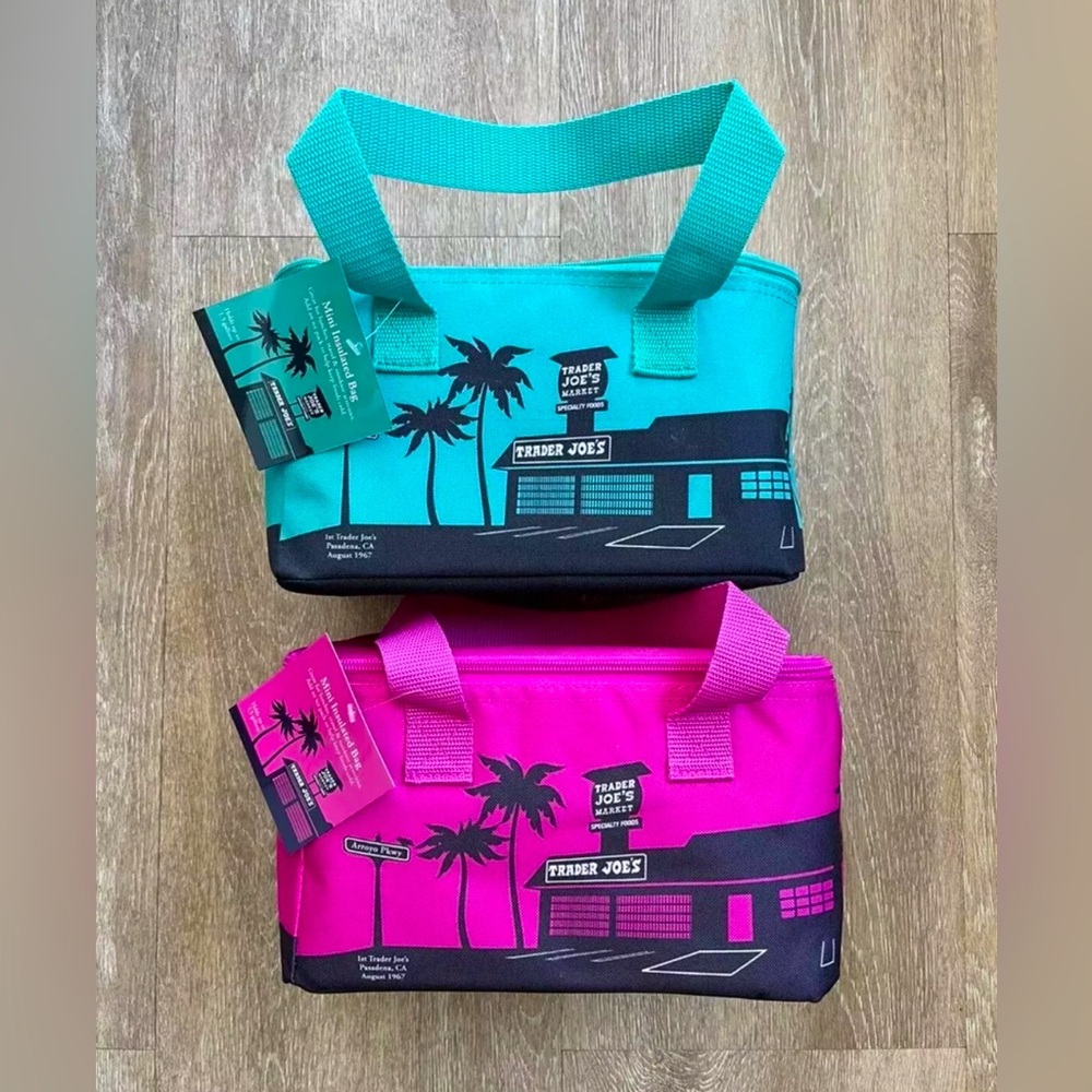 Trader Joe’s Mini Insulated Tote Bags (2-pack) Teal/mint;Magenta/tangerine